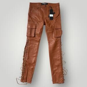 VALABASAS TRINITY PU LEATHER STACKED PANTS sz 34